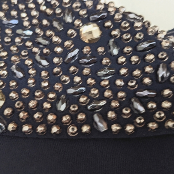 Navy Bejeweled Column Dress - 16W - Picture 4 of 5